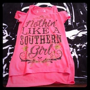 Girls pink cold shoulder shirt